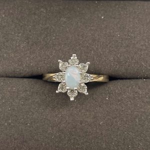9ct Opal and Diamond Ring 